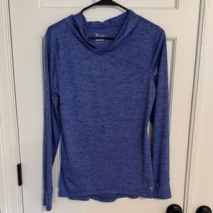 Old Navy Women's Heathered Royal Blue Hooded Long-Sleeve Top
